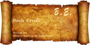 Bech Ernő névjegykártya